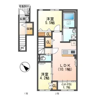 コンフォート三雲【2階】の間取り