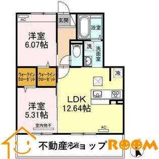 エレガンス筑後【103号室】の間取り