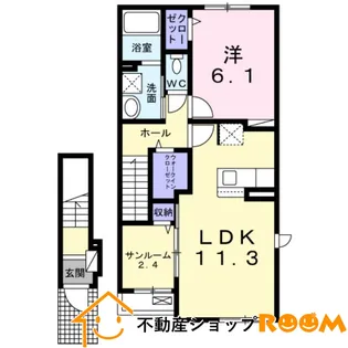リーベンスグランデ八女【2階】の間取り