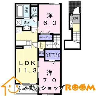 フランフラワーB【202号室】の間取り