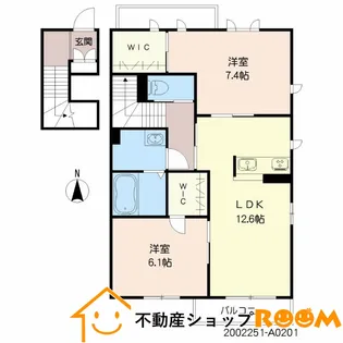カトルボヌール三橋【201号室】の間取り