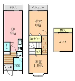 奈良県生駒郡斑鳩町五百井1丁目【テラスハウス】の間取り