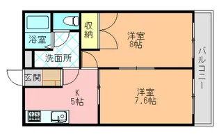 アンプルール ブア 竜田川【205号室】の間取り