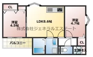 クリエオーレ津の辺町Ⅱ【3階】の間取り