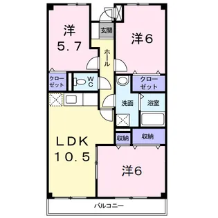 カーサ フィレンツェ【3階】の間取り