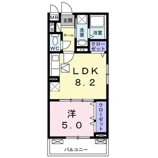 1LDKの間取り画像