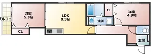 フォレストクリエオーレ上島町弐番館【3階】の間取り