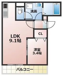 ジーメゾン池田旭町【202号室】の間取り