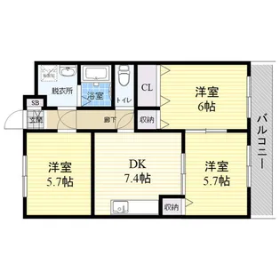 2DKの間取り画像