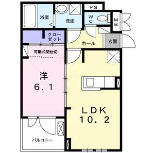 1LDKの間取り画像