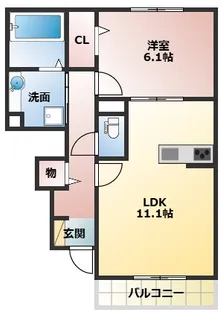 アシェル星田【102号室】の間取り