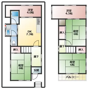 大阪府寝屋川市太秦緑が丘【一戸建】の間取り