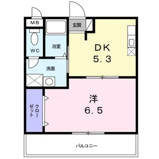 1DKの間取り画像