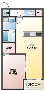 1LDKの間取り画像