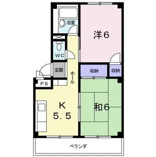 第1パークサイドハイツ【2階】の間取り