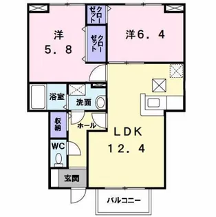 アルカザーレふじ【1階】の間取り