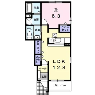 トロワジエムシマ【1階】の間取り