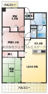 グランシャリオ門真南【102号室】の間取り