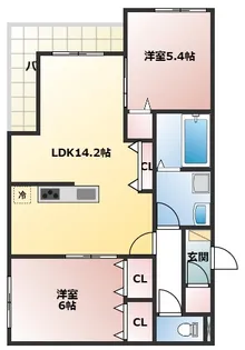 ロイヤルクレヴィア【105号室】の間取り