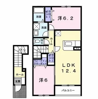 メルシー ボンジョルネ A棟【2階】の間取り