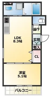 クリエオーレ岡山【1階】の間取り