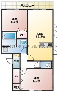 Est JardinⅡ【206号室】の間取り