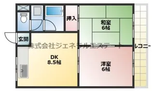 シャトーKITA Ⅱ【1階】の間取り
