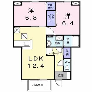 アルカザーレふじ【1階】の間取り