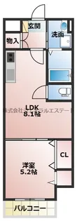 クリエオーレ若葉町【202号室】の間取り