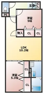 フォレストクリエオーレ城垣町弐番館【1階】の間取り