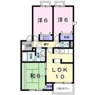 ヴィラアンソレイエ【2階】の間取り