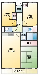 四條畷サカモトマンション【1階】の間取り