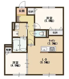 maison F B棟【105号室号室】の間取り