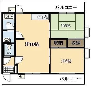 2LDKの間取り画像