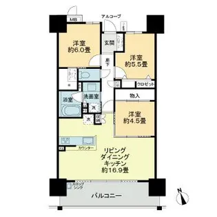 サーパス橘通東【0303号室】の間取り