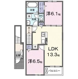 2LDKの間取り画像