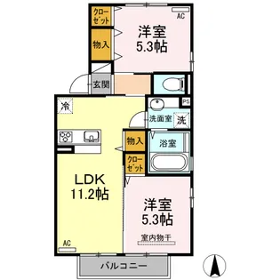 フィールドヴィレッジⅠ【2階】の間取り