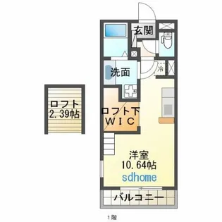 バンベール中津瀬【301号室】の間取り