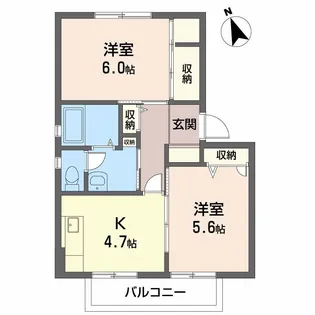 パルモ B棟 *【202号室号室】の間取り
