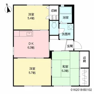 グランメゾン サンフラワー B棟 *【102号室号室】の間取り