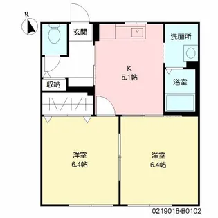 シャイニー・ウイング B棟 **【102号室号室】の間取り