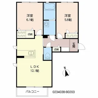 メゾン花咲 弐番館 *【203号室号室】の間取り