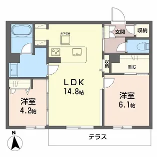 シャーメゾン江平 WEST【106号室号室】の間取り