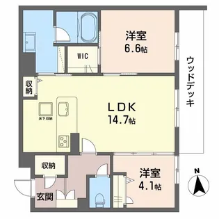 シャーメゾン江平 WEST【103号室号室】の間取り