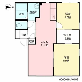 プラムハイツ 壱番館 *【102号室号室】の間取り