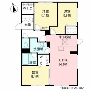 ベルセゾン【102号室号室】の間取り