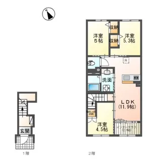 宮崎市本郷北方 新築アパート【2階】の間取り