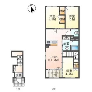 宮崎市本郷北方 新築アパート【2階】の間取り