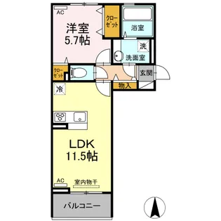 グランドゥール 一の宮【303号室】の間取り