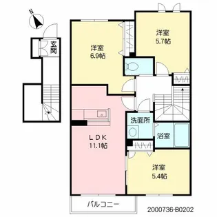サンミズハ B棟 *【202号室号室】の間取り